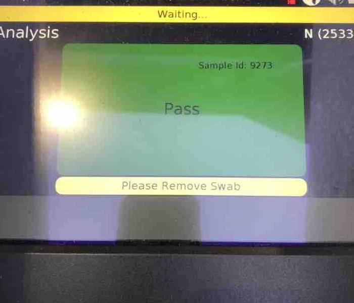 computer screen that shows a passed swab