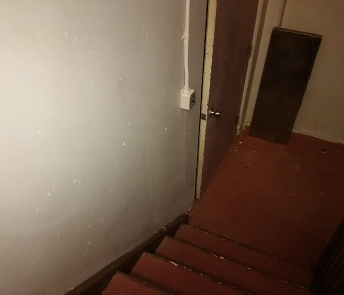 stairwell with clean walls after remediation